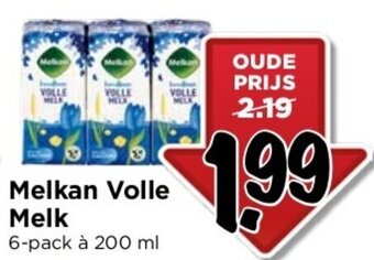 Vomar Voordeelmarkt Melkan Volle Melk 6-pack à 200 ml aanbieding