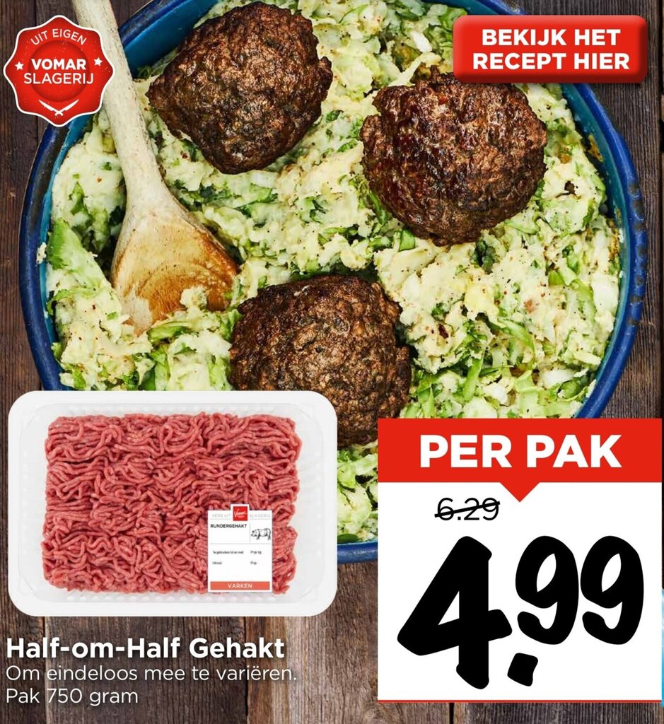 HalfomHalf Gehakt 750 gram aanbieding bij Vomar