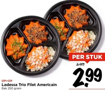 Vomar Voordeelmarkt Ladessa Trio Filet Americain Bak 250 gram aanbieding