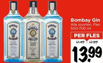 Vomar Voordeelmarkt Bombay Gin Fles 500-700 ml aanbieding