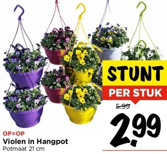 Vomar Voordeelmarkt Violen in Hangpot Potmaat 21 cm aanbieding