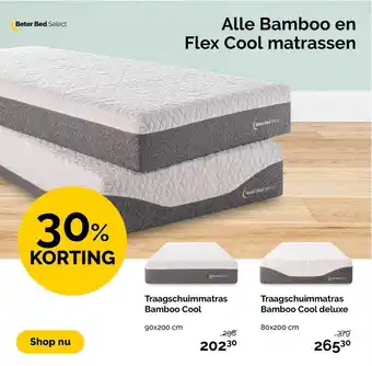 Beter Bed Alle Bamboo En Flex Cool Matrassen, Traagschuimmatras Bamboo Cool Of Traagschuimmatras Bamboo Cool Deluxe 30% Korting aanbieding