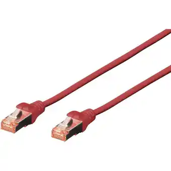 Conrad Digitus dk-1644-030/r rj45 netwerkkabel, patchkabel cat 6 s/ftp 3.00 m rood halogeenvrij, verdraaide paren, snagless, vlambes aanbieding