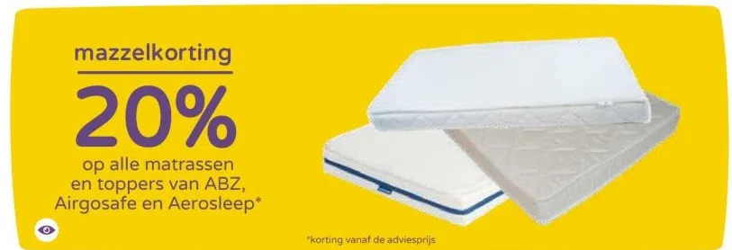 Prenatal Op alle matrassen en toppers van abz, airgosafe en aerosleep* aanbieding