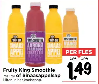 Vomar Voordeelmarkt Fruity King Śmoothie of Sinaasappelsap 750ml aanbieding