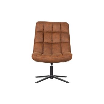 fonQ Woood dirkje draaifauteuil - leerlook - cognac - 101x70x85 aanbieding