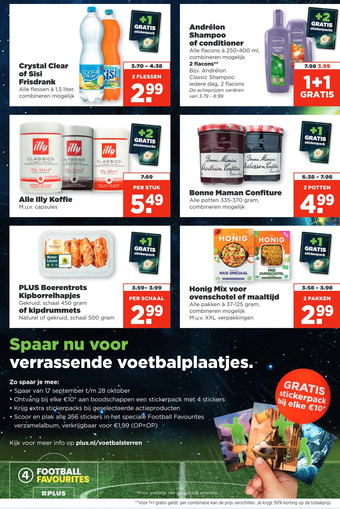 PLUS Spaar nu voor verrassende voetbalplaatjes. aanbieding