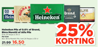 PLUS Heineken pils of 0.0% of brand, birra moretti of alfa pils aanbieding