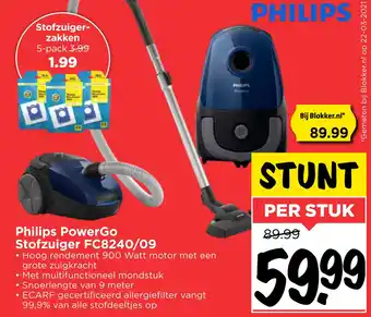 Vomar Voordeelmarkt Philips PowerGo Stofzuiger FC8240/09 aanbieding