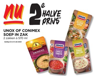 Jumbo UNOX OF CONIMEX SOEP IN ZAK  570 ml aanbieding