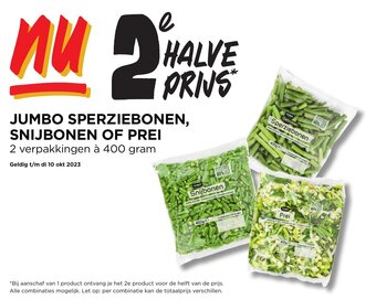 Jumbo JUMBO SPERZIEBONEN, SNIJBONEN OF PREI 400 g aanbieding