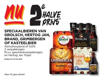 Jumbo SPECIAALBIEREN VAN GROLSCH, HERTOG JAN, BRAND, GRIMBERGEN OF KASTEELBIER aanbieding