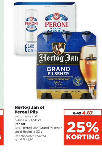 PLUS Hertog jan of peroni pils aanbieding