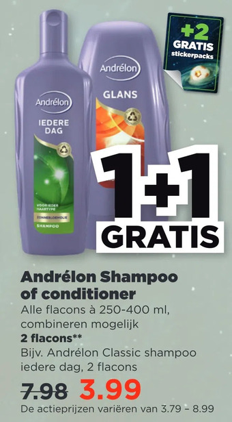 PLUS Andrélon shampoo of conditioner aanbieding