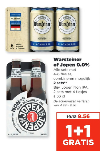 PLUS Warsteiner of jopen 0.0% aanbieding