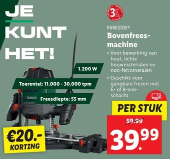 Lidl PARKSIDE Bovenfreesmachine aanbieding