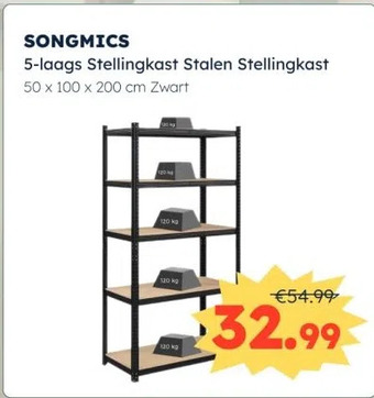 Ochama SONGMICS 5-laags Stellingkast Stalen Stellingkast 50 x 100 x 200 cm aanbieding
