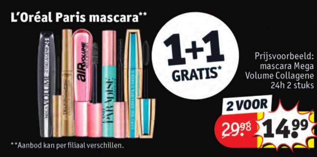 L'Oréal Paris mascara aanbieding bij Kruidvat