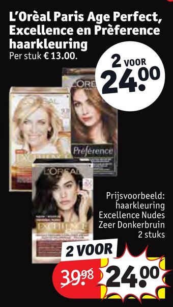 Kruidvat L'Oréal Paris Age Perfect, Excellence en Prèference haarkleuring aanbieding