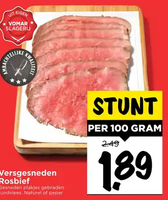 Vomar Voordeelmarkt Versgesneden Rosbief 100 gram aanbieding