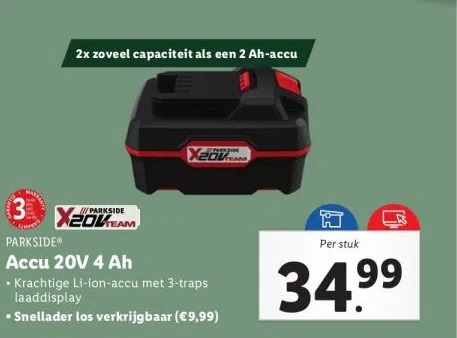 Lidl Accu 20v 4 ah aanbieding