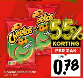 Vomar Voordeelmarkt Cheetos Nibbit Sticks Zak 110 gram aanbieding