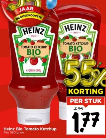 Vomar Voordeelmarkt Heinz Bio Tomato Ketchup Fles 580 gram aanbieding