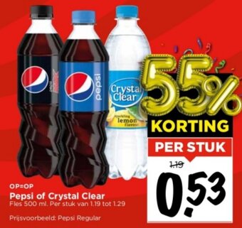 Vomar Pepsi of Crystal Clear Fles 500 ml aanbieding