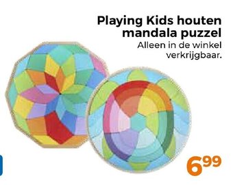 Trekpleister Playing Kids houten mandala puzzel aanbieding