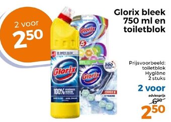 Trekpleister Glorix bleek 750 ml en toiletblok aanbieding