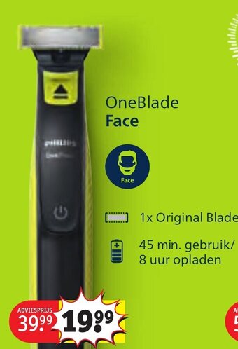 Kruidvat Philips OneBlade Face aanbieding