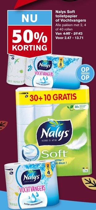 Hoogvliet Nalys Soft toiletpapier of Vochtvangers aanbieding