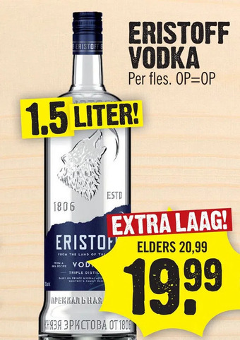 Super Dirck 3 Eristoff vodka aanbieding