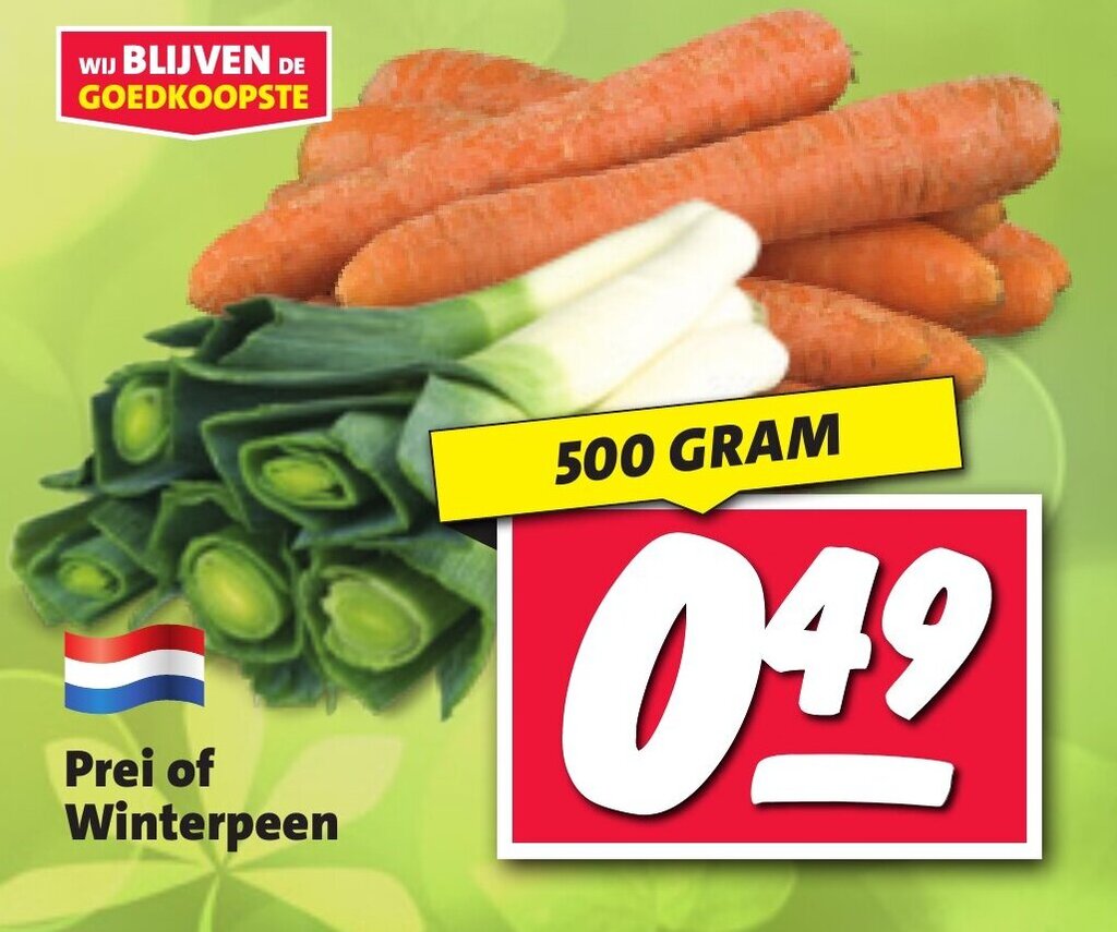 Nettorama Prei of Winterpeen 500 GRAM aanbieding