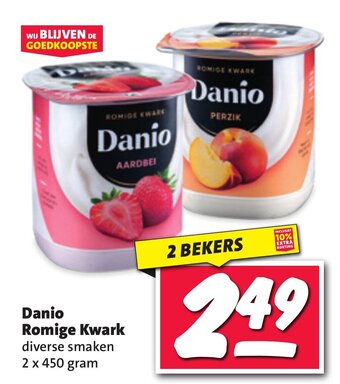 Nettorama Danio Romige Kwark 2 x 450 gram 2 BEKERS aanbieding