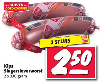 Nettorama Kips Slagersleverworst 2 x 330 gram 2 STUKS aanbieding