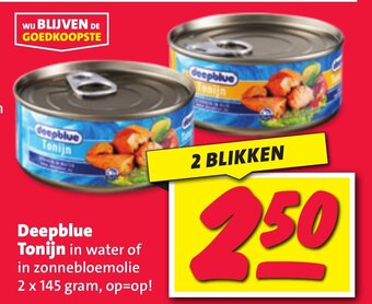 Nettorama Deepblue Tonijn 2 x 145 gram 2 blikken aanbieding