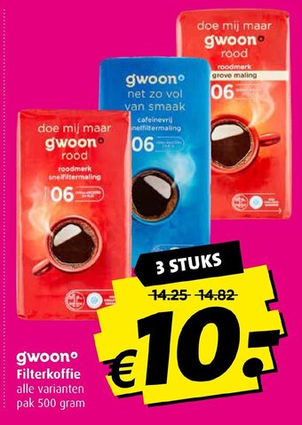 Boni gwoono Filterkoffie 500 gram aanbieding