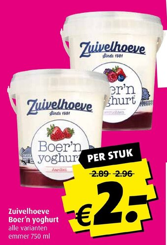 Boni Zuivelhoeve Boer'n yoghurt 750 ml aanbieding