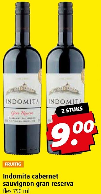 Boni Indomita cabernet sauvignon gran reserva 750 ml 2 struks aanbieding