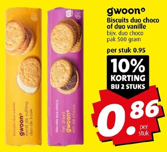 Boni gwoono Biscuits duo choco of duo vanille 500 g aanbieding