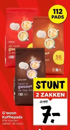 Vomar G'woon koffiepads aanbieding