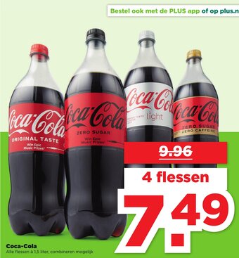 PLUS Coca-Cola  1,5 liter, aanbieding