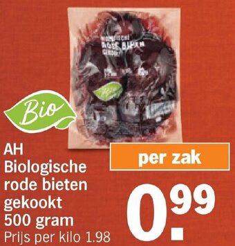 Albert Heijn AH Biologische rode bieten gekookt 500 gram aanbieding