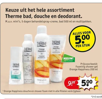 Kruidvat Keuze uit het hele assortiment therme bad, douche en deodorant. aanbieding