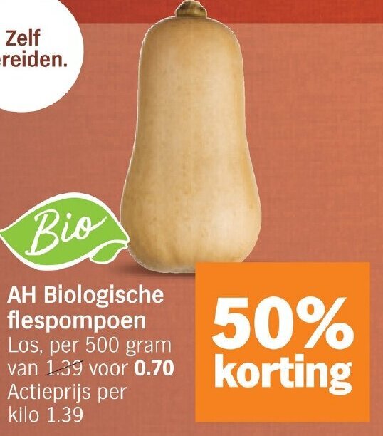 Albert Heijn AH Biologische flespompoen  500g aanbieding