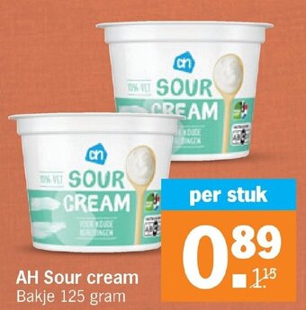 Albert Heijn AH Sour cream Bakje 125 gram aanbieding