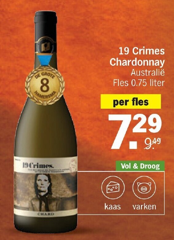 Albert Heijn 19 Crimes Chardonnay  0.75 liter aanbieding