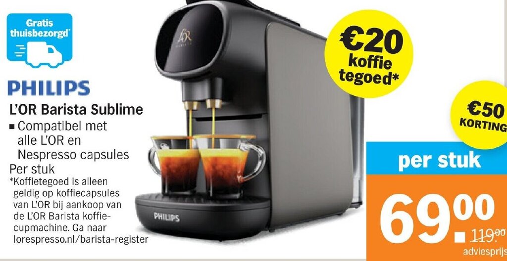 Albert Heijn PHILIPS L'OR Barista Sublime aanbieding