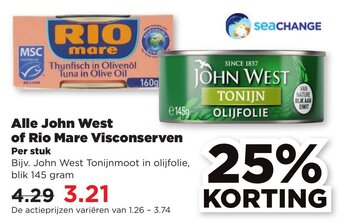 Hoogvliet Alle John West of Rio Mare Visconserven aanbieding